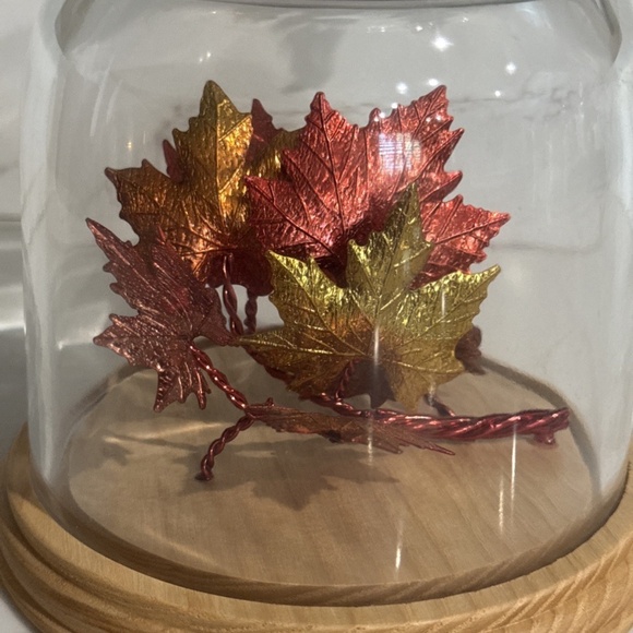 Bath & Body Works Glass Cloche Fall Leaves 3 Wick Candle Holder - Picture 5 of 5